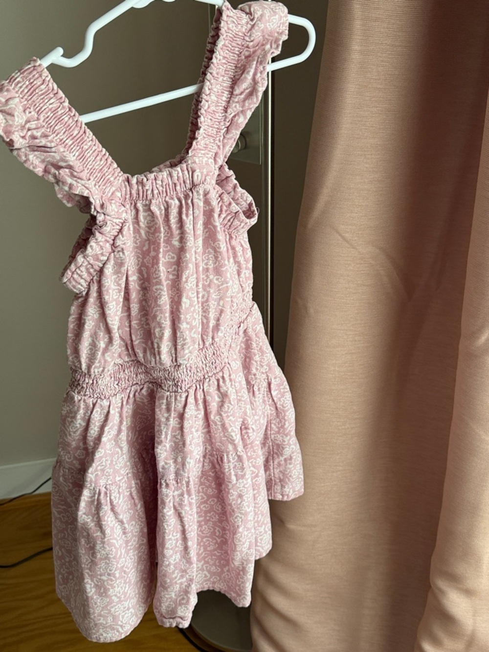 Girls' Pink Ruffle Strap Casual Dress y.
